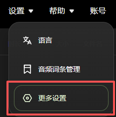 设置菜单中的更多设置入口